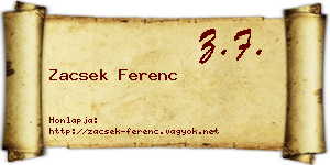 Zacsek Ferenc névjegykártya